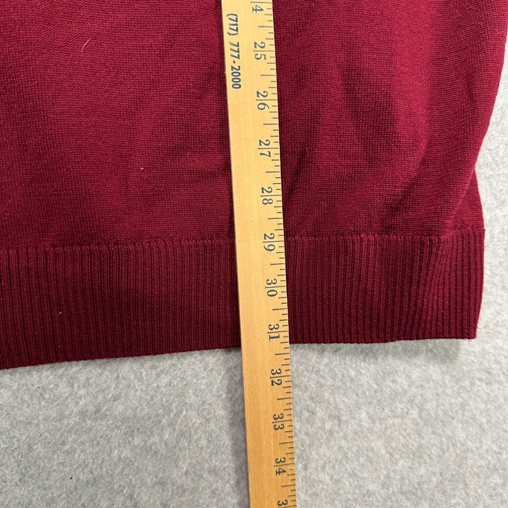 Thomas Dean Mens XXL Burgundy 100% Extra Fine Merino Wool V-Neck Sweater Red - Picture 5 of 7